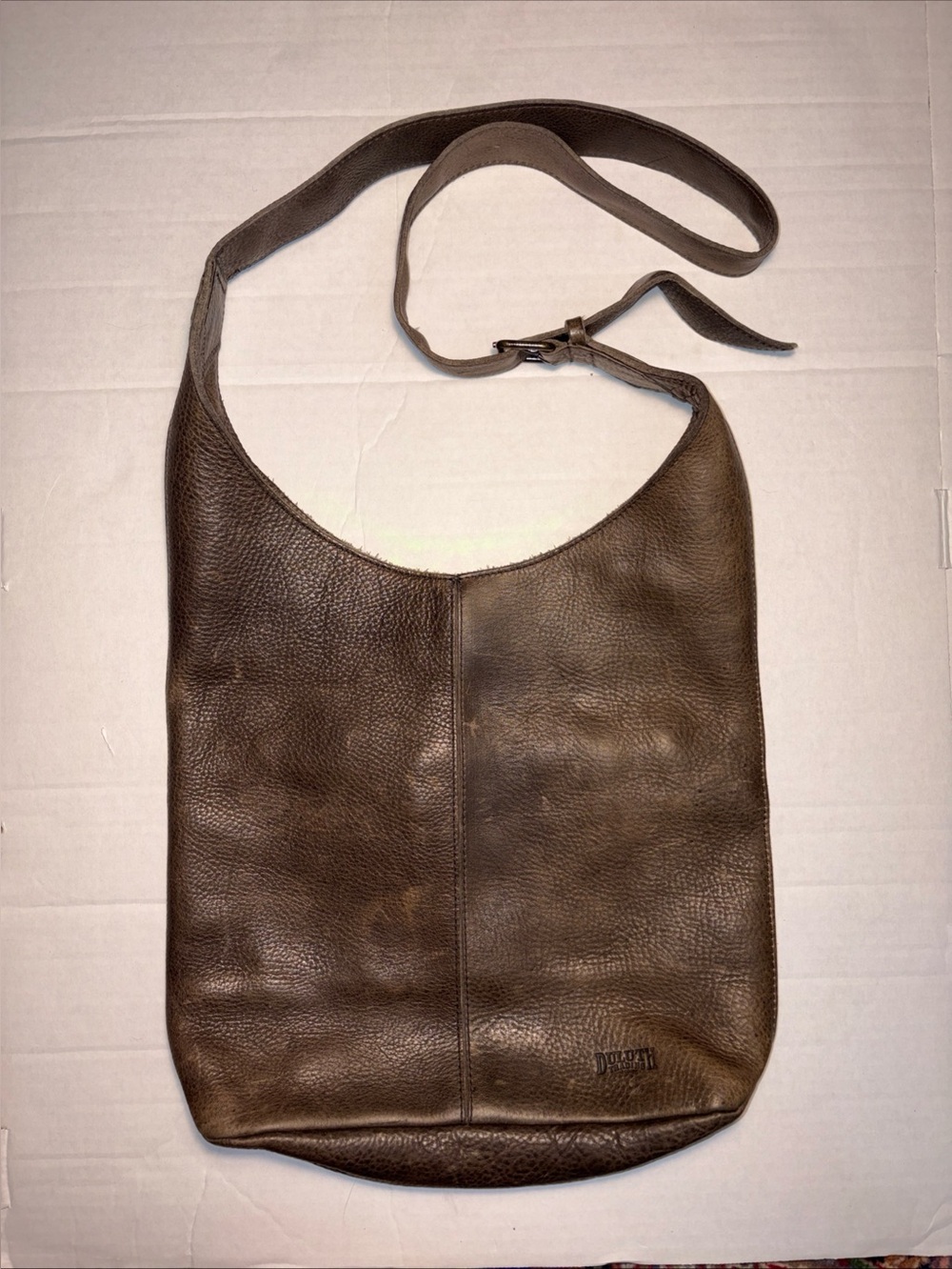 Duluth Trading Lifetime Leather Crossbody Bag Heavy Brown Oiled Leather